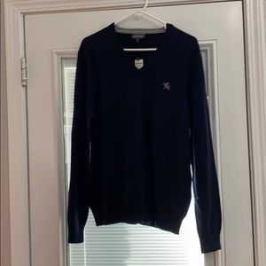 Men’s navy blue v-neck sweater size S